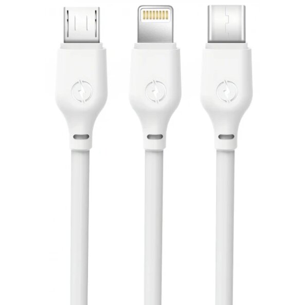 Cablu Incarcare USB-A - Lightning / microUSB / USB-C XO Design NB103 3in1, 10.5W, 1m, Alb 