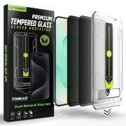 Folie de protectie Ecran Privacy Techsuit TitanGlass CrystalHD pentru Samsung Galaxy S26 Plus, Sticla Securizata, Full Glue, Set 2 bucati