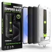 Folie de protectie Ecran Privacy Techsuit TitanGlass CrystalHD pentru Samsung Galaxy S26, Sticla Securizata, Full Glue, Set 2 bucati