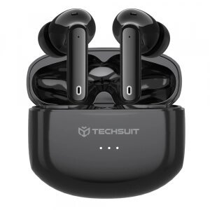 Handsfree Bluetooth Techsuit CW1 Audira Pro, TWS, ANC, Negru