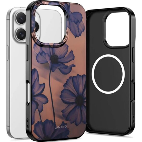 Husa MagSafe pentru Apple iPhone 16 Pro Max, Tech-Protect, Lamano Velvet Night, Neagra 