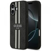 Husa MagSafe pentru Apple iPhone 17, Guess, 4G Printed Stripes, Neagra