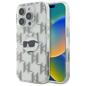 Husa pentru Apple iPhone 16 Pro, Karl Lagerfeld, IML Luxury Electroplated Choupette's Head, Transparenta