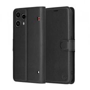 Husa pentru Nothing Phone (3a) Lite, Techsuit, Leather Folio, Neagra