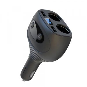 Incarcator Auto XO Design CC41 Display, 12W, 2.4A, 2 x USB-A - 2 x Extensie Bricheta, Negru 