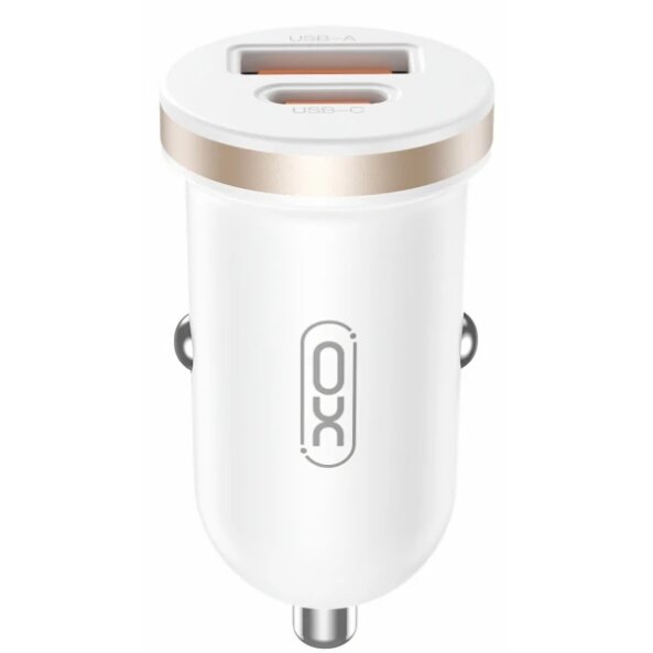 Incarcator Auto XO Design CC56, 30W, 3A, 1 x USB-A - 1 x USB-C, Alb 