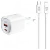 Incarcator Retea Cu Cablu Lightning XO Design CE21, 30W, 3A, 1 x USB-A - 1 x USB-C, Alb 