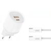 Incarcator Retea Cu Cablu USB-C XO Design L151, 30W, 3A, 1 x USB-A - 1 x USB-C, Alb 