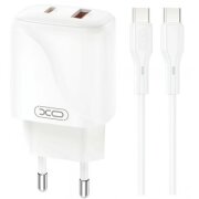 Incarcator Retea Cu Cablu USB-C XO Design L158, 20W, 3A, 1 x USB-A - 1 x USB-C, Alb 