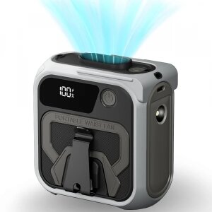 Ventilator Portabil Techsuit Z13 cu baterie externa 10000mAh, Gri 