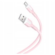 Cablu Date si Incarcare USB-A - microUSB XO Design NB212, 18W, 1m, Roz 