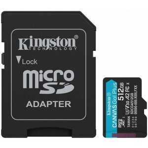Card Memorie microSDXC Kingston Canvas Go Plus Android A2, 512Gb, Clasa 10 / UHS-1 U3, Cu Adaptor SDCG4/512GB 