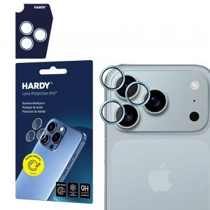 Folie de protectie Camera Spate 3MK Hardy Protection Pro pentru Apple iPhone 17 Pro Max / 17 Pro, Sticla Securizata, Albastra