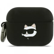 Husa  Karl Lagerfeld Silicone Choupette's Head 3D pentru Apple AirPods Pro 3, Neagra