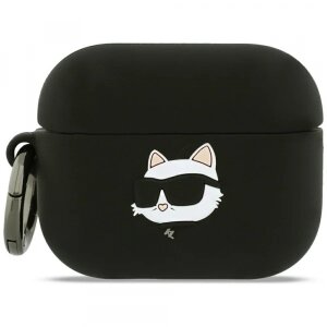 Husa  Karl Lagerfeld Silicone Choupette's Head 3D pentru Apple AirPods Pro 3, Neagra