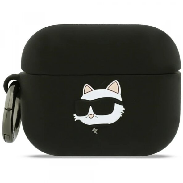 Husa  Karl Lagerfeld Silicone Choupette's Head 3D pentru Apple AirPods Pro 3, Neagra