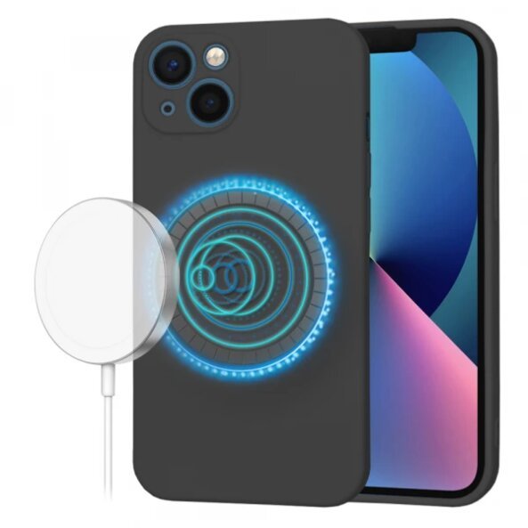 Husa MagSafe pentru Apple iPhone 13, Techsuit, SoftFlex, Neagra