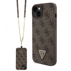 Husa pentru Apple iPhone 15 Plus, Guess, Crossbody 4G Metal Logo, Maro, Resigilata 