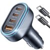 Incarcator Auto Cu Cablu USB-C Lisen, 101W, 3.25A, 1 x USB-A - 3 x USB-C, Negru YL0223120021