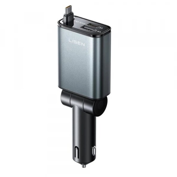 Incarcator Auto Cu Cablu USB-C Lisen, 57W, 3A, 1 x USB-A - 1 x USB-C, Negru YL0325010016