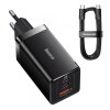 Incarcator Retea Cu Cablu USB-C Baseus GaN5 Pro, 65W, 3.25A, 1 x USB-A - 2 x USB-C, Negru C0206500