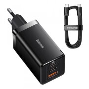 Incarcator Retea Cu Cablu USB-C Baseus GaN5 Pro, 65W, 3.25A, 1 x USB-A - 2 x USB-C, Negru C0206500
