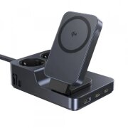 Incarcator Statie Baseus Nomos ND11 QI 6in1, 67W, 3.35A, 1 x USB-A - 2 x USB-C - 2 x Schuko, Negru P80015804213-00