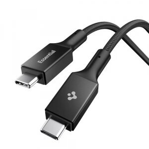 Cablu Date si Incarcare USB-C - USB-C Spigen EB10010CC, 100W, 1m, Negru