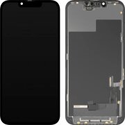 Display cu Touchscreen MP compatibil cu Apple iPhone 13, cu Rama, Versiune OLED FHD Diagnostic, Negru 