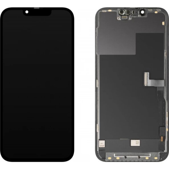 Display cu Touchscreen MP compatibil cu Apple iPhone 13 Pro, cu Rama, Versiune OLED FHD Diagnostic, Negru 