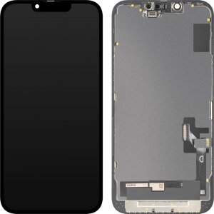Display cu Touchscreen MP compatibil cu Apple iPhone 14, cu Rama, Versiune OLED FHD Diagnostic, Negru 