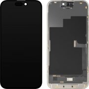 Display cu Touchscreen MP compatibil cu Apple iPhone 15 Pro, cu Rama, Versiune OLED FHD Diagnostic, Negru 