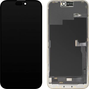 Display cu Touchscreen MP compatibil cu Apple iPhone 15 Pro Max, cu Rama, Versiune OLED FHD Diagnostic, Negru 