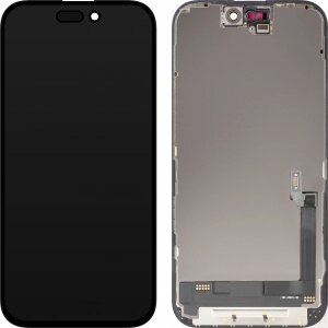 Display cu Touchscreen MP compatibil cu Apple iPhone 16, cu Rama, Versiune OLED FHD Diagnostic, Negru 
