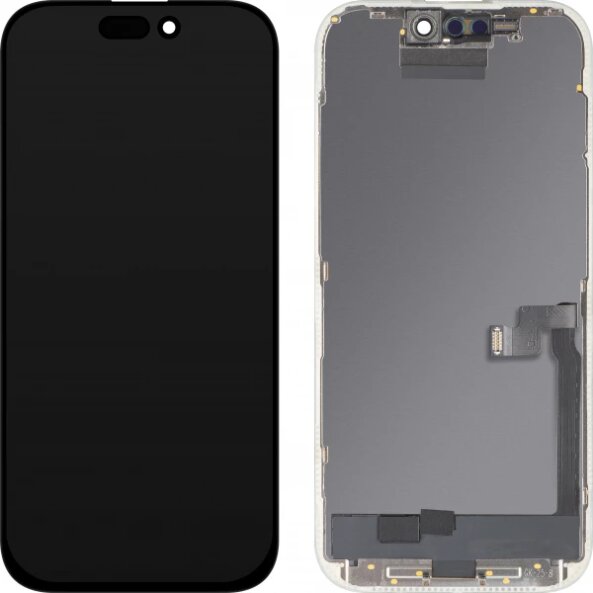 Display cu Touchscreen MP compatibil cu Apple iPhone 16 Pro, cu Rama, Versiune OLED FHD Diagnostic, Negru 
