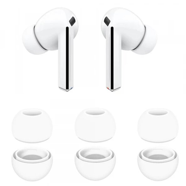 Dopuri Techsuit ET3 pentru Samsung Galaxy Buds3 Pro, Marime S / M / L, Albe