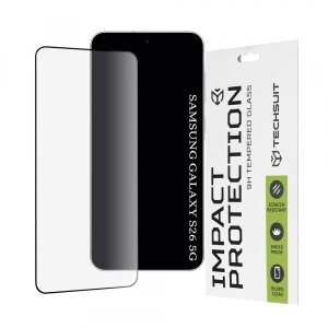 Folie de protectie Ecran  Techsuit pentru Samsung Galaxy S26, Sticla Securizata, Full Glue, 111D, Neagra