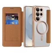 Husa MagSafe pentru Samsung Galaxy S26 Ultra, Techsuit, SmartMag Book, Maro