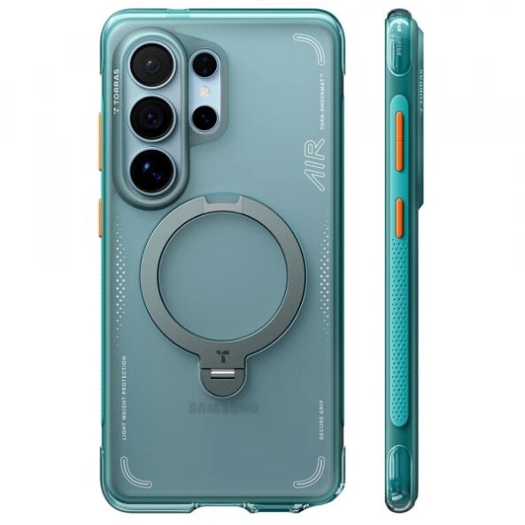 Husa MagSafe pentru Samsung Galaxy S26 Ultra, Torras, Ostand Spin Air, Verde