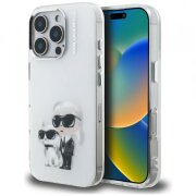Husa pentru Apple iPhone 16 Pro Max, Karl Lagerfeld, IML Aquarelle Logo Karl &amp; Choupette, Alba