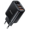 Incarcator Retea Yesido YC67 Display, 17W, 2.4A, 2 x USB-A - 1 x USB-C, Negru