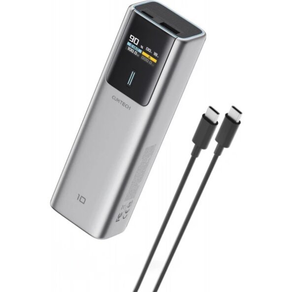 Baterie Externa Cuktech, 10000mAh, 150W, QC + PD, 1 x USB-A - 1 x USB-C, Gri CKPB100PGLBK 