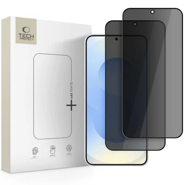Folie de protectie Ecran Privacy Tech-Protect Spy+ pentru Samsung Galaxy S26, Sticla Securizata, Full Glue, Set 2 bucati 