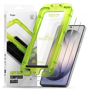 Folie de protectie Ecran Ringke Easy Slide pentru Samsung Galaxy S26 Plus, Sticla Securizata, Full Glue, Set 2 bucati