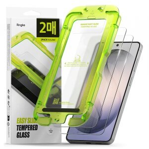 Folie de protectie Ecran Ringke Easy Slide pentru Samsung Galaxy S26, Sticla Securizata, Full Glue, Set 2 bucati