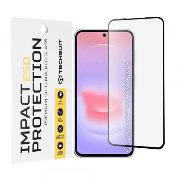 Folie de protectie Ecran Techsuit pentru Samsung Galaxy A37 5G, Sticla Securizata, Full Glue, Neagra