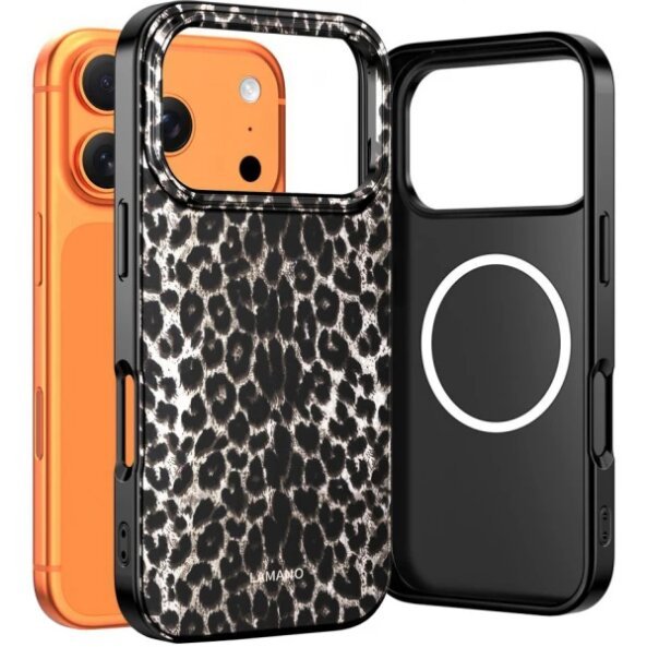Husa MagSafe pentru Apple iPhone 17 Pro, Tech-Protect, Lamano Leopard, Neagra 