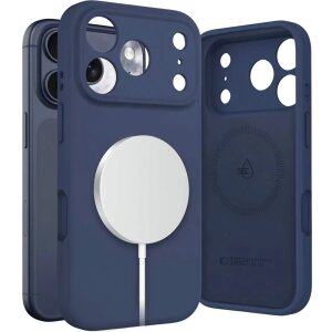 Husa MagSafe pentru Apple iPhone 17 Pro, Tech-Protect, Silicone, Bleumarin 