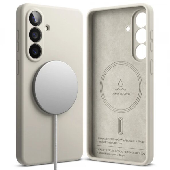 Husa MagSafe pentru Samsung Galaxy S26 Plus, Ringke, Silicone, Crem