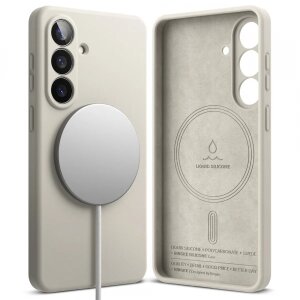 Husa MagSafe pentru Samsung Galaxy S26, Ringke, Silicone, Crem